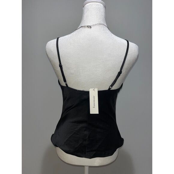 NWT Francesca's Black Satin Tank Top XS - Picture 2 of 5